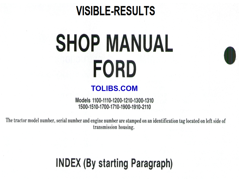 Ford Tractor 1100 2112 Workshop Manual