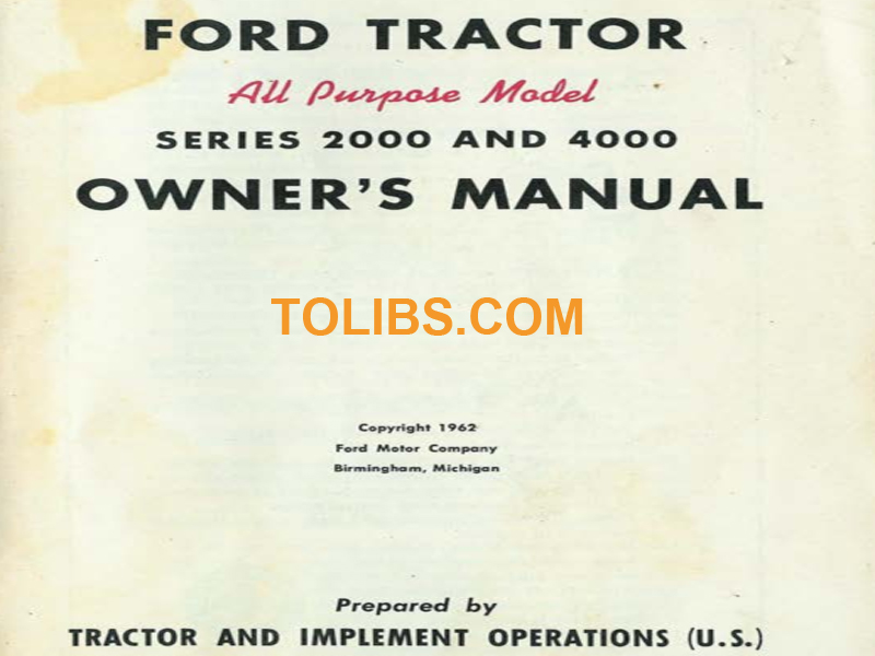 Ford 4000 Tractor User Handbook Manual