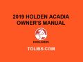 2019 Holden Acadia Owner's Manual