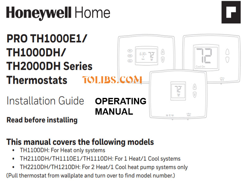 Honewywell Pro 1000 Horizontal Non-Programmable Thermostat Manual & support