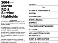 2004 Mazda RX-8 Service Highlights