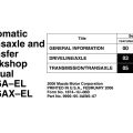 Mazda CX-7 Transmission Repair Manual
