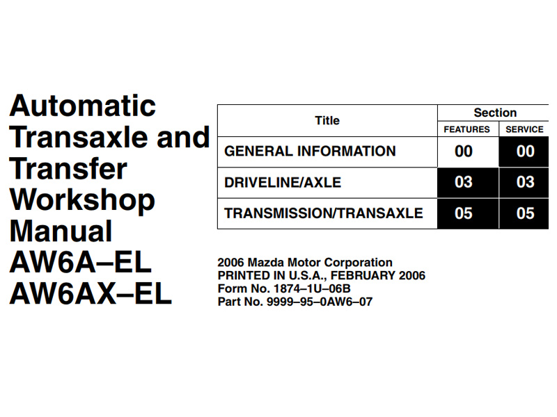 Mazda CX-7 Transmission Repair Manual