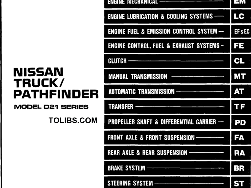Nissan Truck Pathfinder D21 Series Workshop Manual