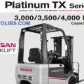 Nissan Forklift Platinum TX Series 3,000 3,500 4,000 lb Capacities Specifications